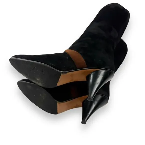 1960's Italian PANCALDI for ERIC COUTURE black and brown suede knee high boots - Picture 9 of 16